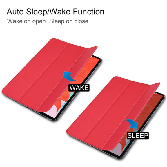 Custer Texture Horizontal Flip PU Leather Case for iPad Air 13 2024 / iPad Pro 12.9 inch (2018), with Three-folding Holder & Sleep / Wake-up Function(Red)