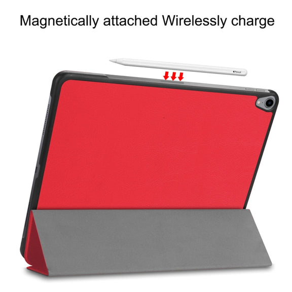 Custer Texture Horizontal Flip PU Leather Case for iPad Air 13 2024 / iPad Pro 12.9 inch (2018), with Three-folding Holder & Sleep / Wake-up Function(Red)