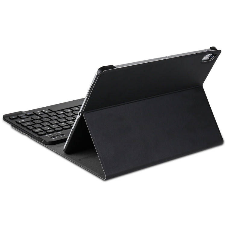 Detachable Bluetooth Keyboard + Brushed Texture Horizontal Flip Leather Tablet Case with Holder for iPad Pro 11 inch (2018)(Black)