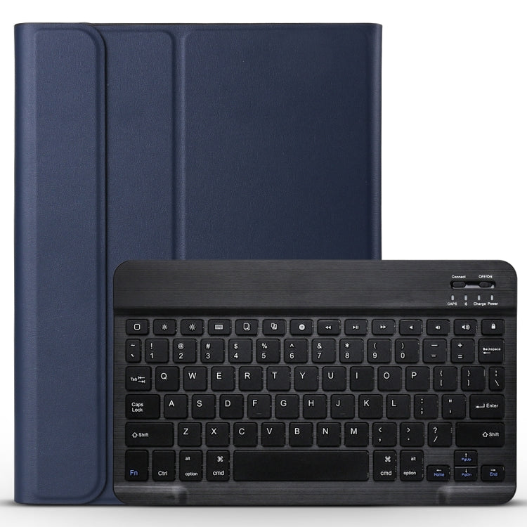 Detachable Bluetooth Keyboard + Brushed Texture Horizontal Flip Leather Tablet Case with Holder for iPad Pro 11 inch (2018)(Dark Blue)