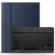 Detachable Bluetooth Keyboard + Brushed Texture Horizontal Flip Leather Tablet Case with Holder for iPad Pro 11 inch (2018)(Dark Blue)