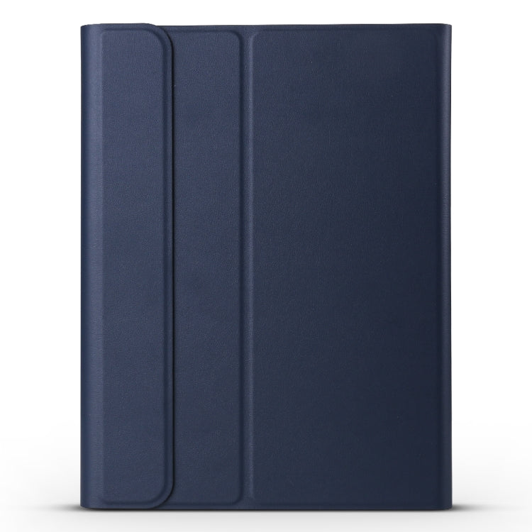 Detachable Bluetooth Keyboard + Brushed Texture Horizontal Flip Leather Tablet Case with Holder for iPad Pro 11 inch (2018)(Dark Blue)