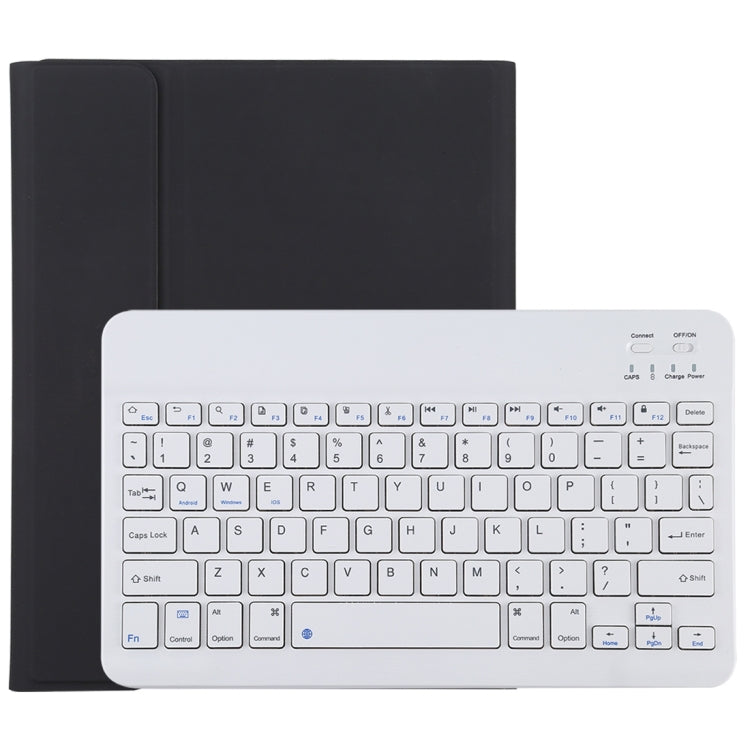 TG11B Detachable Bluetooth White Keyboard + Microfiber Leather Tablet Case for iPad Pro 11 inch (2020), with Pen Slot & Holder (Black)