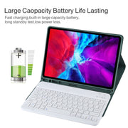 TG11B Detachable Bluetooth White Keyboard + Microfiber Leather Tablet Case for iPad Pro 11 inch (2020), with Pen Slot & Holder (Dark Green)