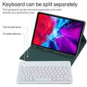 TG11B Detachable Bluetooth White Keyboard + Microfiber Leather Tablet Case for iPad Pro 11 inch (2020), with Pen Slot & Holder (Dark Green)