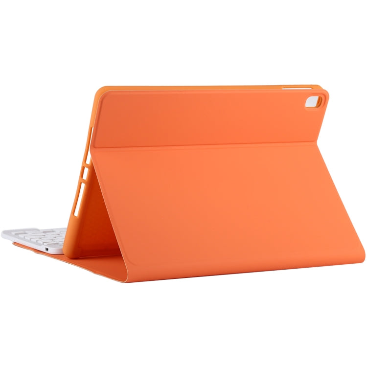 TG11B Detachable Bluetooth White Keyboard + Microfiber Leather Tablet Case for iPad Pro 11 inch (2020), with Pen Slot & Holder (Orange)