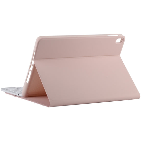 TG11B Detachable Bluetooth White Keyboard + Microfiber Leather Tablet Case for iPad Pro 11 inch (2020), with Pen Slot & Holder (Pink)