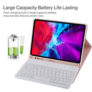 TG11B Detachable Bluetooth White Keyboard + Microfiber Leather Tablet Case for iPad Pro 11 inch (2020), with Pen Slot & Holder (Pink)