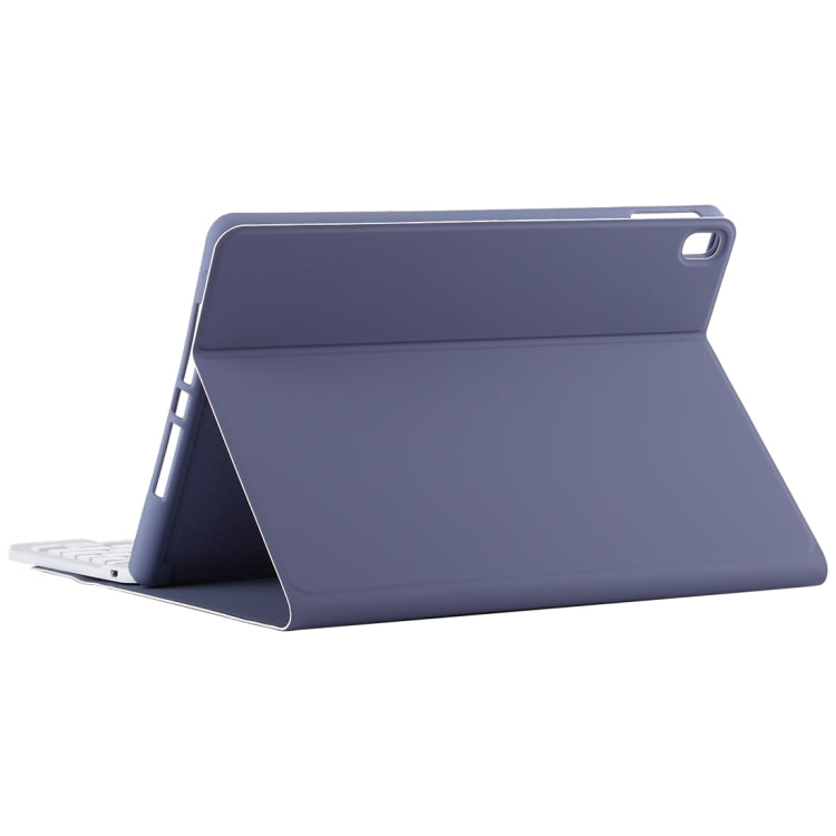 TG11B Detachable Bluetooth White Keyboard + Microfiber Leather Tablet Case for iPad Pro 11 inch (2020), with Pen Slot & Holder (Purple)