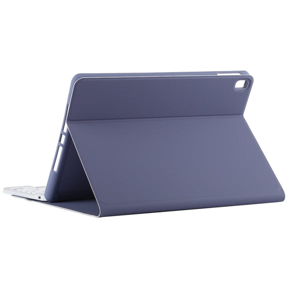 TG11B Detachable Bluetooth White Keyboard + Microfiber Leather Tablet Case for iPad Pro 11 inch (2020), with Pen Slot & Holder (Purple)