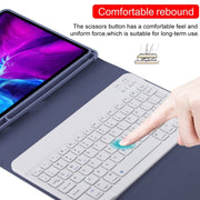 TG11B Detachable Bluetooth White Keyboard + Microfiber Leather Tablet Case for iPad Pro 11 inch (2020), with Pen Slot & Holder (Purple)