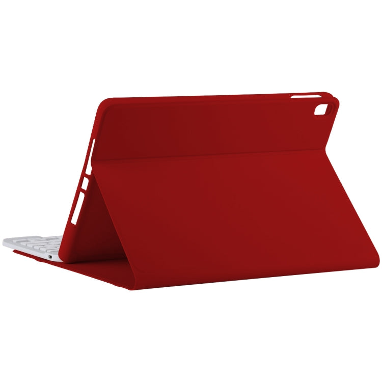 TG11B Detachable Bluetooth White Keyboard + Microfiber Leather Tablet Case for iPad Pro 11 inch (2020), with Pen Slot & Holder (Red)