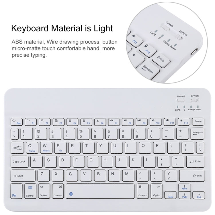 TG11B Detachable Bluetooth White Keyboard + Microfiber Leather Tablet Case for iPad Pro 11 inch (2020), with Pen Slot & Holder (Red)
