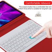 TG11B Detachable Bluetooth White Keyboard + Microfiber Leather Tablet Case for iPad Pro 11 inch (2020), with Pen Slot & Holder (Red)