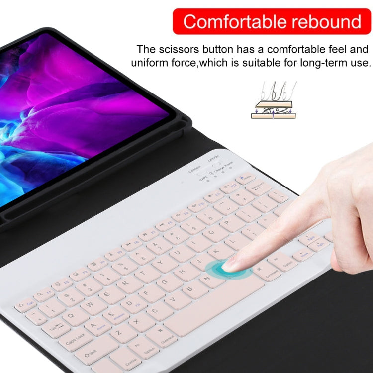 TG11B Detachable Bluetooth Pink Keyboard + Microfiber Leather Tablet Case for iPad Pro 11 inch (2020), with Pen Slot & Holder (Black)