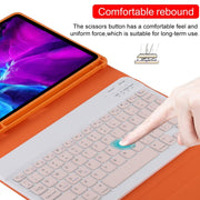 TG11B Detachable Bluetooth Pink Keyboard + Microfiber Leather Tablet Case for iPad Pro 11 inch (2020), with Pen Slot & Holder (Orange)
