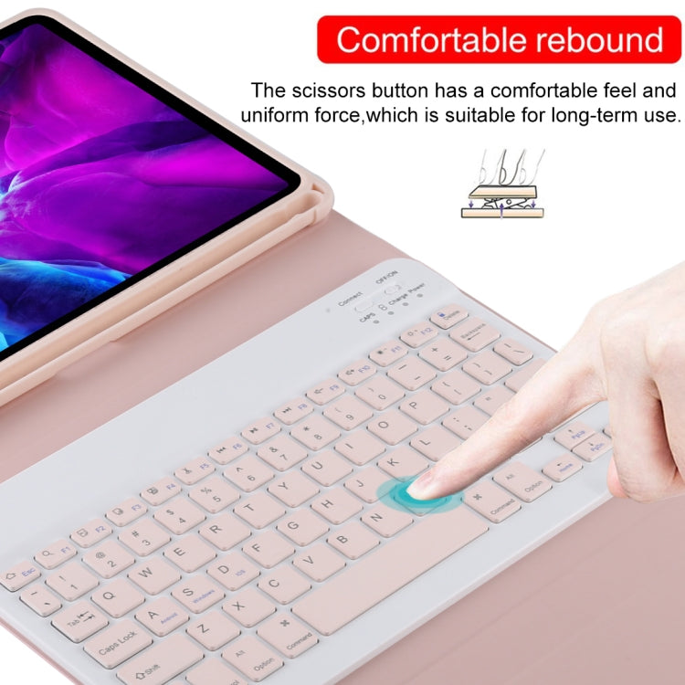 TG11B Detachable Bluetooth Pink Keyboard + Microfiber Leather Tablet Case for iPad Pro 11 inch (2020), with Pen Slot & Holder (Pink)