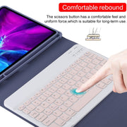 TG11B Detachable Bluetooth Pink Keyboard + Microfiber Leather Tablet Case for iPad Pro 11 inch (2020), with Pen Slot & Holder (Purple)