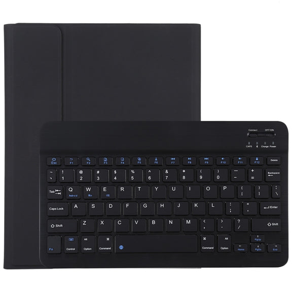 TG11B Detachable Bluetooth Black Keyboard + Microfiber Leather Tablet Case for iPad Pro 11 inch (2020), with Pen Slot & Holder (Black)