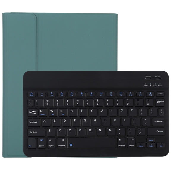 TG11B Detachable Bluetooth Black Keyboard + Microfiber Leather Tablet Case for iPad Pro 11 inch (2020), with Pen Slot & Holder (Dark Green)
