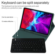 TG11B Detachable Bluetooth Black Keyboard + Microfiber Leather Tablet Case for iPad Pro 11 inch (2020), with Pen Slot & Holder (Dark Green)