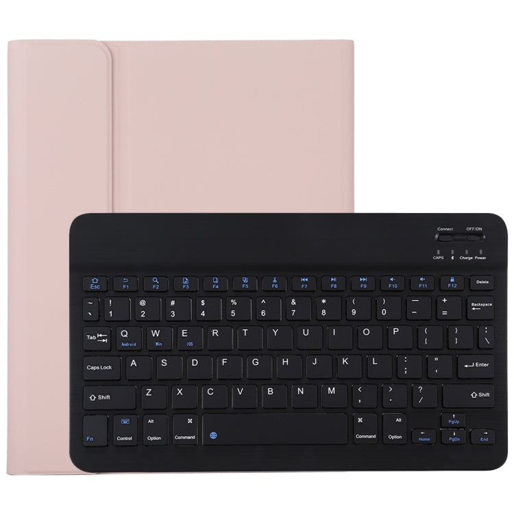 TG11B Detachable Bluetooth Black Keyboard + Microfiber Leather Tablet Case for iPad Pro 11 inch (2020), with Pen Slot & Holder (Pink)