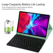 TG11B Detachable Bluetooth Black Keyboard + Microfiber Leather Tablet Case for iPad Pro 11 inch (2020), with Pen Slot & Holder (Green)