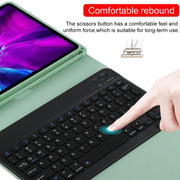 TG11B Detachable Bluetooth Black Keyboard + Microfiber Leather Tablet Case for iPad Pro 11 inch (2020), with Pen Slot & Holder (Green)
