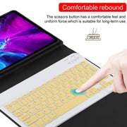 TG11B Detachable Bluetooth Yellow Keyboard + Microfiber Leather Tablet Case for iPad Pro 11 inch (2020), with Pen Slot & Holder (Black)