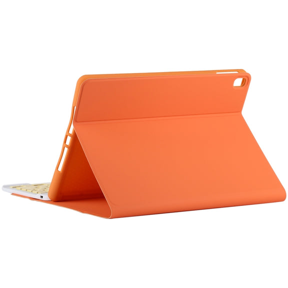 TG11B Detachable Bluetooth Yellow Keyboard + Microfiber Leather Tablet Case for iPad Pro 11 inch (2020), with Pen Slot & Holder (Orange)