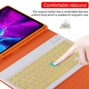TG11B Detachable Bluetooth Yellow Keyboard + Microfiber Leather Tablet Case for iPad Pro 11 inch (2020), with Pen Slot & Holder (Orange)