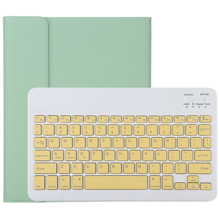 TG11B Detachable Bluetooth Yellow Keyboard + Microfiber Leather Tablet Case for iPad Pro 11 inch (2020), with Pen Slot & Holder (Green)