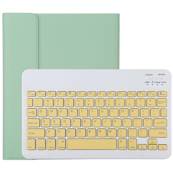 TG11B Detachable Bluetooth Yellow Keyboard + Microfiber Leather Tablet Case for iPad Pro 11 inch (2020), with Pen Slot & Holder (Green)