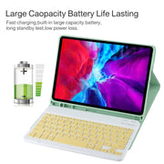 TG11B Detachable Bluetooth Yellow Keyboard + Microfiber Leather Tablet Case for iPad Pro 11 inch (2020), with Pen Slot & Holder (Green)