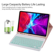 TG11B Detachable Bluetooth Green Keyboard + Microfiber Leather Tablet Case for iPad Pro 11 inch (2020), with Pen Slot & Holder (Pink)