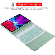 TG11B Detachable Bluetooth Green Keyboard + Microfiber Leather Tablet Case for iPad Pro 11 inch (2020), with Pen Slot & Holder (Green)