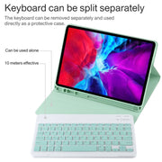 TG11B Detachable Bluetooth Green Keyboard + Microfiber Leather Tablet Case for iPad Pro 11 inch (2020), with Pen Slot & Holder (Green)