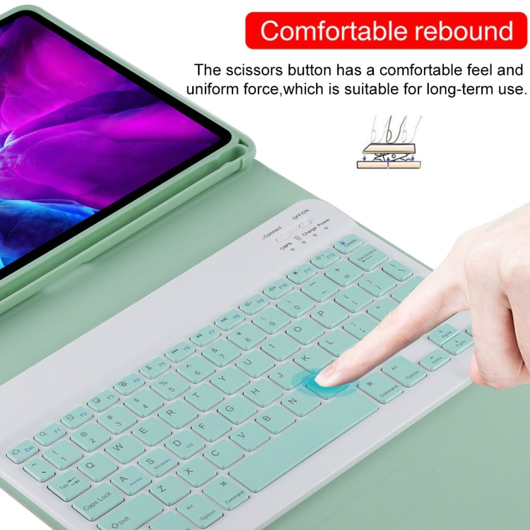 TG11B Detachable Bluetooth Green Keyboard + Microfiber Leather Tablet Case for iPad Pro 11 inch (2020), with Pen Slot & Holder (Green)