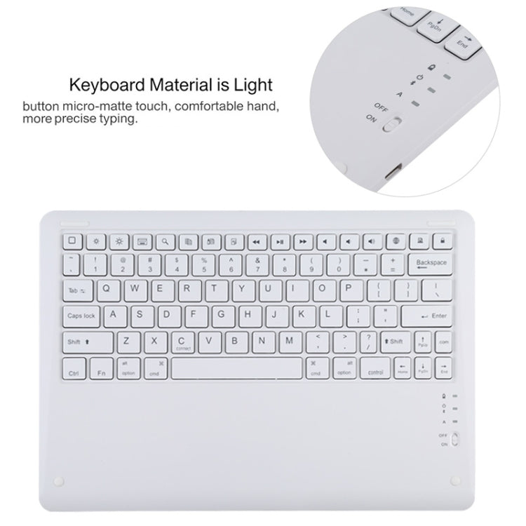 T129 Detachable Bluetooth White Keyboard Microfiber Leather Tablet Case for iPad Pro 12.9 inch (2020), with Holder (Black)