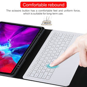 T129 Detachable Bluetooth White Keyboard Microfiber Leather Tablet Case for iPad Pro 12.9 inch (2020), with Holder (Black)