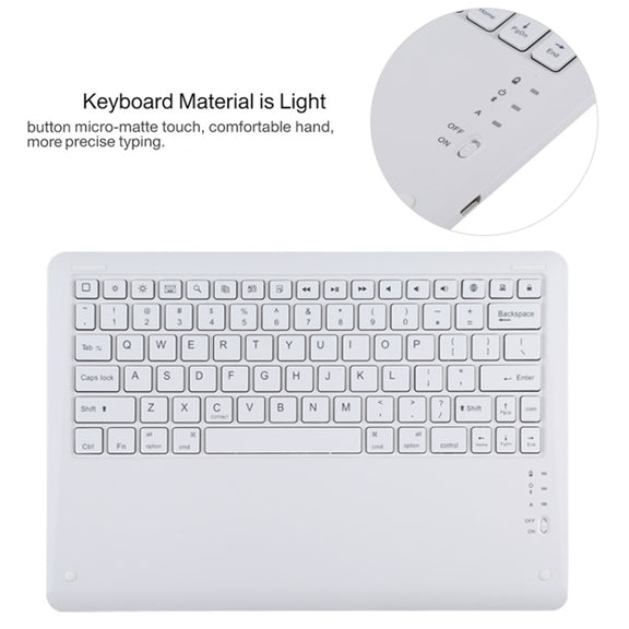 T129 Detachable Bluetooth White Keyboard Microfiber Leather Tablet Case for iPad Pro 12.9 inch (2020), with Holder (Blue)