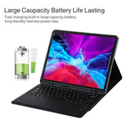 T129 Detachable Bluetooth Black Keyboard Microfiber Leather Tablet Case for iPad Pro 12.9 inch (2020), with Holder (Black)