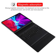 T129 Detachable Bluetooth Black Keyboard Microfiber Leather Tablet Case for iPad Pro 12.9 inch (2020), with Holder (Black)