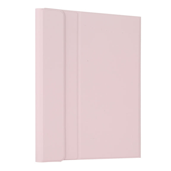 T129 Detachable Bluetooth Black Keyboard Microfiber Leather Tablet Case for iPad Pro 12.9 inch (2020), with Holder (Pink)