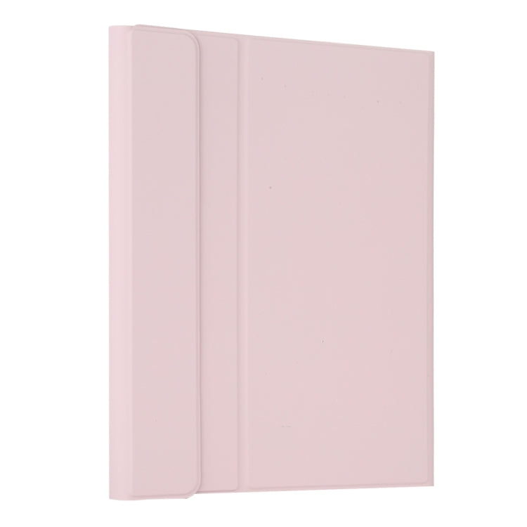 T129 Detachable Bluetooth Black Keyboard Microfiber Leather Tablet Case for iPad Pro 12.9 inch (2020), with Holder (Pink)
