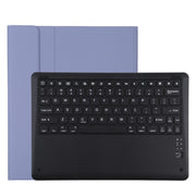 T129 Detachable Bluetooth Black Keyboard Microfiber Leather Tablet Case for iPad Pro 12.9 inch (2020), with Holder (Purple)