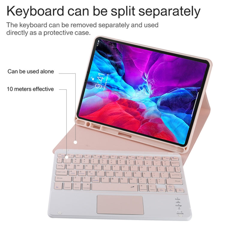 TG11BC Detachable Bluetooth Pink Keyboard Microfiber Leather Tablet Case for iPad Pro 11 inch (2020), with Touchpad & Pen Slot & Holder (Pink)