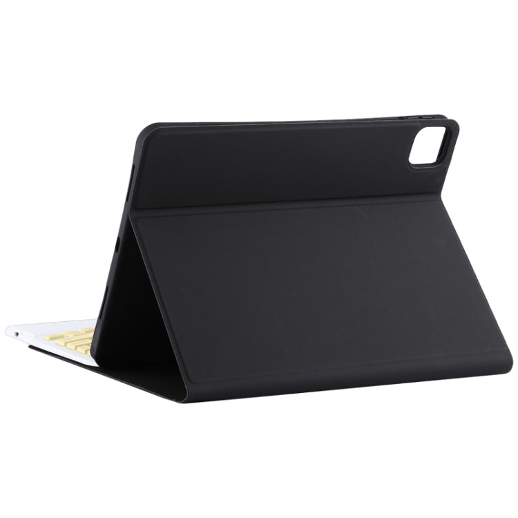 TG11BC Detachable Bluetooth Yellow Keyboard Microfiber Leather Tablet Case for iPad Pro 11 inch (2020), with Touchpad & Pen Slot & Holder (Black)