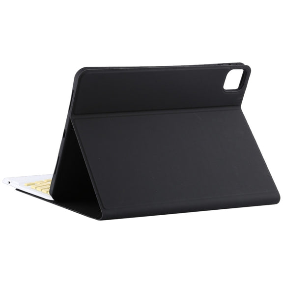 TG11BC Detachable Bluetooth Yellow Keyboard Microfiber Leather Tablet Case for iPad Pro 11 inch (2020), with Touchpad & Pen Slot & Holder (Black)