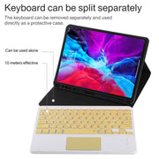 TG11BC Detachable Bluetooth Yellow Keyboard Microfiber Leather Tablet Case for iPad Pro 11 inch (2020), with Touchpad & Pen Slot & Holder (Black)